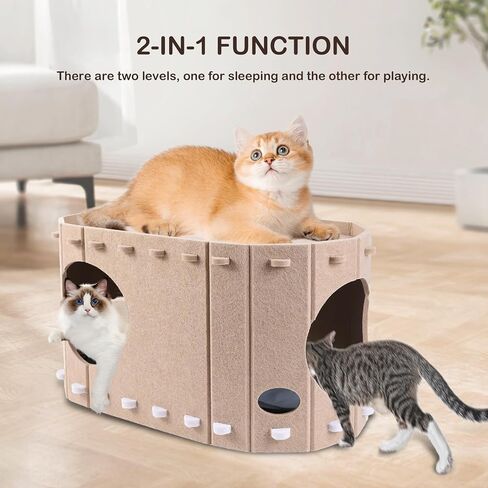 Heated Cat House for Indoor, Heated Cat Shelter Kitty Bed with Adjustable Temperature Heating pad,Heated pet House Scratch Resistant Caves in Saudi Arabia