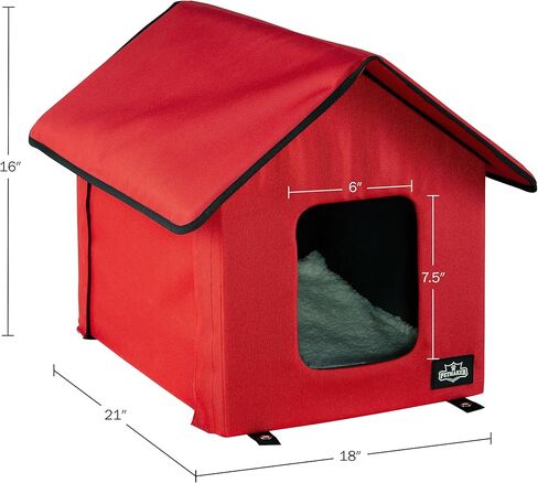 بيت القطط المدفأ - سرير للقطط بباب مزدوج مع سقف بسحاب، ووسادة تدفئة للحيوانات الأليفة، وغطاء شيربا - للجراج، أو الشرفة، أو الحظيرة، أو الطابق السفلي من بيت ميكر (رمادي) in Kuwait