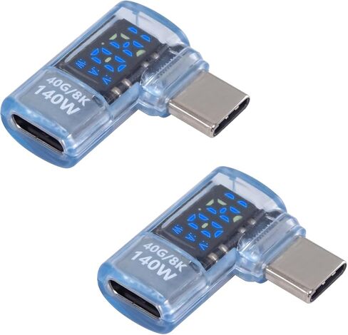 Poyiccot Right Angle USB C Adapter with Digital Display, 140W USB C Male to Female Extension Adapter, 40Gbps USB C Adapter Support Voltage, Current & Power LED Display for MacBook, Phone,1pcs in Saudi Arabia