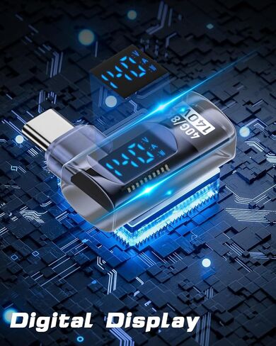 Poyiccot Right Angle USB C Adapter with Digital Display, 140W USB C Male to Female Extension Adapter, 40Gbps USB C Adapter Support Voltage, Current & Power LED Display for MacBook, Phone,1pcs in Saudi Arabia
