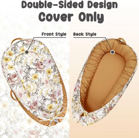Baby Lounger Cover for Newborn Girls Boys, 100% Cotton Replaceable Infant Nest Cover, Ultra Soft & Breathable Portable Lounger Slipcover, Covers Only (Floral, Pink) in Kuwait
