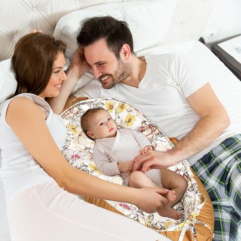 Baby Lounger Cover for Newborn Girls Boys, 100% Cotton Replaceable Infant Nest Cover, Ultra Soft & Breathable Portable Lounger Slipcover, Covers Only (Floral, Pink) in Kuwait