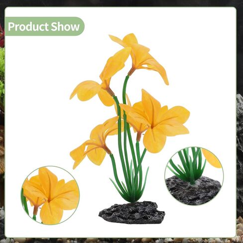 Aquarium Plastic Plants, Reptile Plant Decoration, Aquatic Plant Resin Decor, Betta Fish Tank Realistic Plants for Aquarium, 7.28" Height, Red in Kuwait