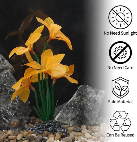 Aquarium Plastic Plants, Reptile Plant Decoration, Aquatic Plant Resin Decor, Betta Fish Tank Realistic Plants for Aquarium, 7.28" Height, Red in Kuwait