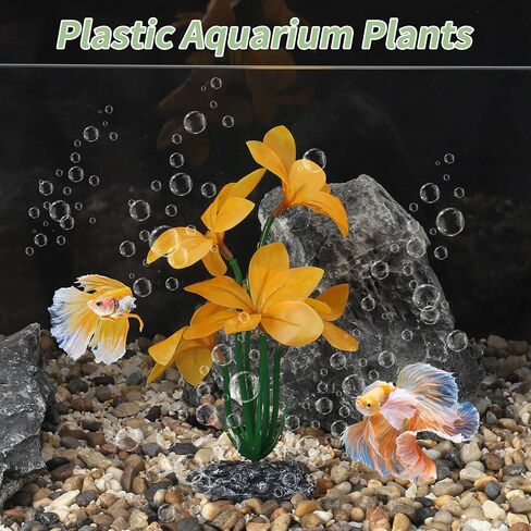 Aquarium Plastic Plants, Reptile Plant Decoration, Aquatic Plant Resin Decor, Betta Fish Tank Realistic Plants for Aquarium, 7.28" Height, Red in Kuwait
