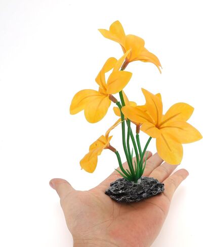 Aquarium Plastic Plants, Reptile Plant Decoration, Aquatic Plant Resin Decor, Betta Fish Tank Realistic Plants for Aquarium, 7.28" Height, Red in Kuwait