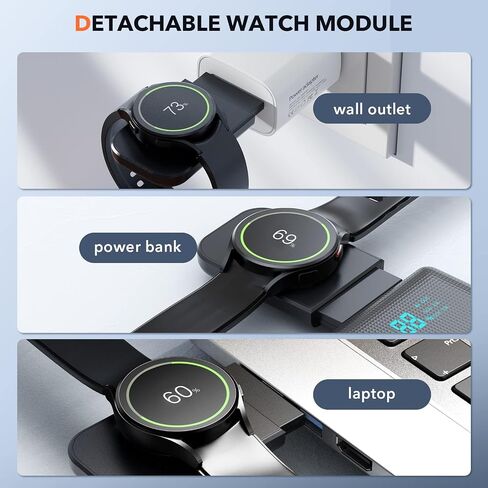 Wireless Charger for Samsung Charging Station Compatible for Galaxy Watch 7 6 Classic 5 Pro S24 S23 S22 Ultra Plus Z Fold Flip 6 5 4 3(NOT for Watch Ultra) in Saudi Arabia