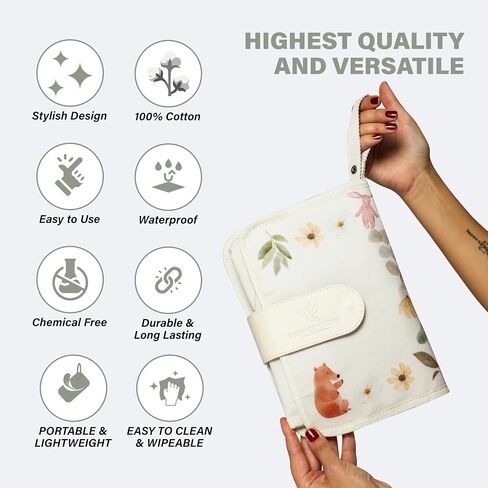 Portable Baby Diaper Changing Pad – Waterproof, Lightweight & Foldable with Built-in Pillow | Perfect Travel Changing Mat for Baby Diaper Bag | Easy-to-Clean Portable Changing Station for On-the-Go in Saudi Arabia