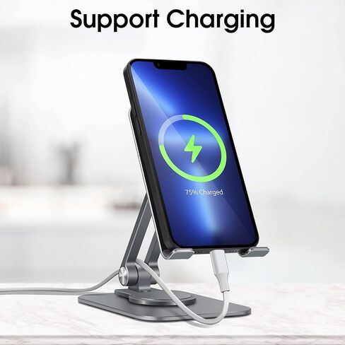 حامل هاتف خلوي قابل للتعديل من Arae، قاعدة دوارة من الألومنيوم قابلة للحمل بزاوية 360 درجة، حامل قابل للطي شديد التحمل متوافق مع iPhone 15/14/13/12/11/Xr/7/8، وهواتف Samsung Galaxy الذكية، وiPad in Kuwait