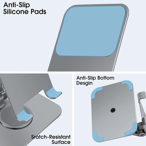 حامل هاتف خلوي قابل للتعديل من Arae، قاعدة دوارة من الألومنيوم قابلة للحمل بزاوية 360 درجة، حامل قابل للطي شديد التحمل متوافق مع iPhone 15/14/13/12/11/Xr/7/8، وهواتف Samsung Galaxy الذكية، وiPad in Kuwait