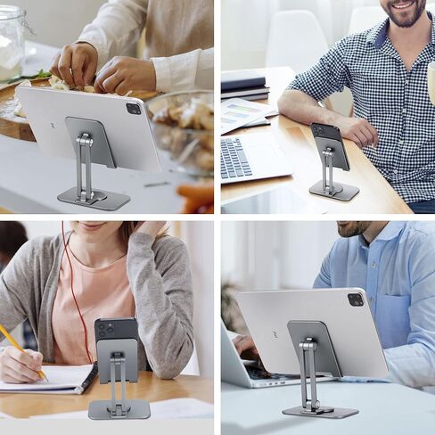 حامل هاتف خلوي قابل للتعديل من Arae، قاعدة دوارة من الألومنيوم قابلة للحمل بزاوية 360 درجة، حامل قابل للطي شديد التحمل متوافق مع iPhone 15/14/13/12/11/Xr/7/8، وهواتف Samsung Galaxy الذكية، وiPad in Kuwait