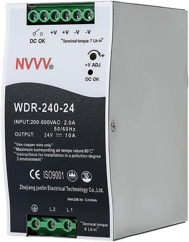 WDR-120-24 24 فولت، الإدخال: 180 ~ 550 فولت تيار متردد، الإخراج: 24 فولت تيار مستمر 5 أمبير، 120 وات مصدر طاقة السكك الحديدية الصناعية DIN محول التيار المتردد إلى التيار المستمر in Kuwait