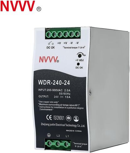 WDR-240-24 24V, Input:267~500VAC,Output:24VDC 10A, 240W Industrial DIN Rail Power Supply AC to DC Converter in Saudi Arabia