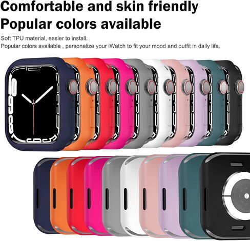 BOTOMALL 8 Pack Flexible Cover Bumpers Compatible with Apple Watch Case, TPU Lightweight Protective Kit for iWatch 40mm Series 6/5/4 SE3/2/1 in Kuwait