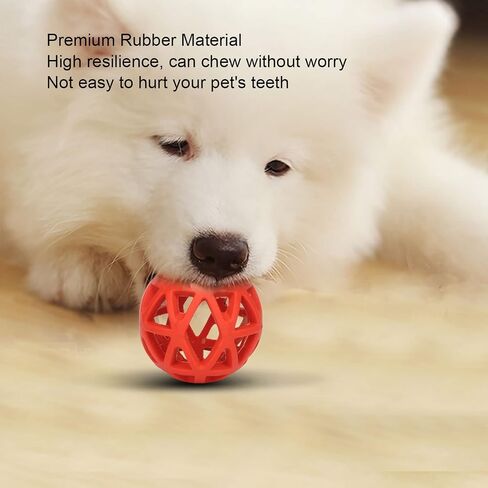 Hollow Dog Ball, Interactive Rubber Pet Chewing Ball Toy Roller Rubber Dog Toy, Durable Chew Toys for Dogs Rubber Dog Balls for Aggressive Chewers Small Breed, Interactive Dog Toy(Red) in Saudi Arabia