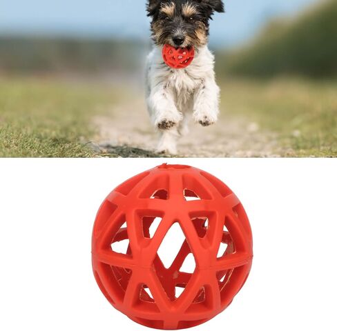 Hollow Dog Ball, Interactive Rubber Pet Chewing Ball Toy Roller Rubber Dog Toy, Durable Chew Toys for Dogs Rubber Dog Balls for Aggressive Chewers Small Breed, Interactive Dog Toy(Red) in Saudi Arabia