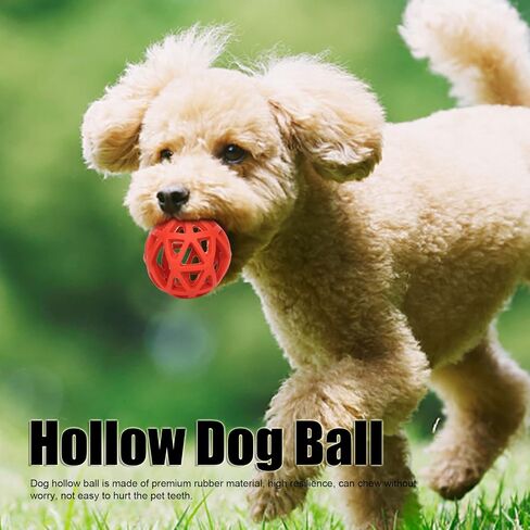 Hollow Dog Ball, Interactive Rubber Pet Chewing Ball Toy Roller Rubber Dog Toy, Durable Chew Toys for Dogs Rubber Dog Balls for Aggressive Chewers Small Breed, Interactive Dog Toy(Red) in Saudi Arabia