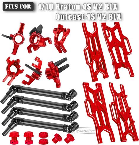 RC Upgrades Part for 1/10 Kraton 4x4 4S V2 BLX,Outcast 4X4 4S V2 BLX,Steel #45 Driveshafts,Alloy Front Rear Suspension Arms,Steering Blocks,Caster Blocks,Stub Axle Carriers w/Hex,Navy Blue in Kuwait