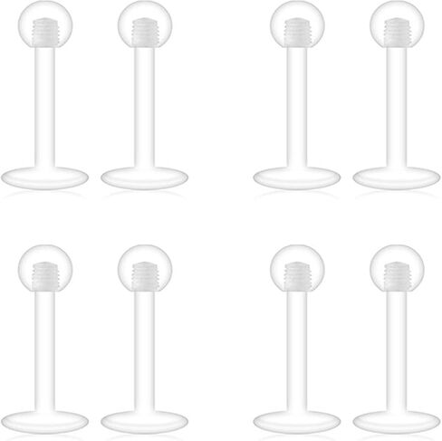 JFORYOU 16G 24 قطعة من مجوهرات الشفاه الشفافة Labret Medusa Piercing Studs Jewelry المسطحة من البلاستيك الخلفي حلقات الشفاه التجنيب دفع صالح Bioflex ثقب لمونرو Ashelry Tragus Helix 6 مم 8 مم 10 مم 12 مم للعمل in Kuwait