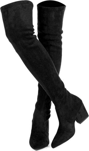 Mtzyoa Women Over The Knee Boots Black Size 9 Flat Thigh High Low Heel Winter Suede Long OTK Stretch in Saudi Arabia