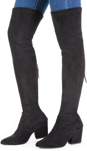 Mtzyoa Women Over The Knee Boots Black Size 9 Flat Thigh High Low Heel Winter Suede Long OTK Stretch in Saudi Arabia