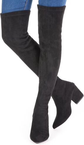 Mtzyoa Women Over The Knee Boots Black Size 9 Flat Thigh High Low Heel Winter Suede Long OTK Stretch in Saudi Arabia