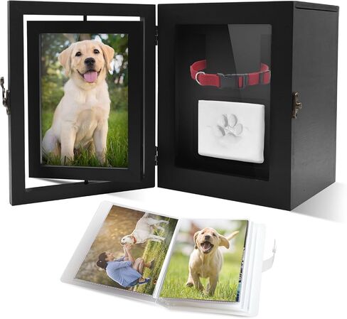 Dog Memorial Gifts for Loss of Dog, Paw Print Kit with Dual Rotating Dog Memorial Picture Frame, Pet Urns for Loss of Dog Sympathy in Saudi Arabia