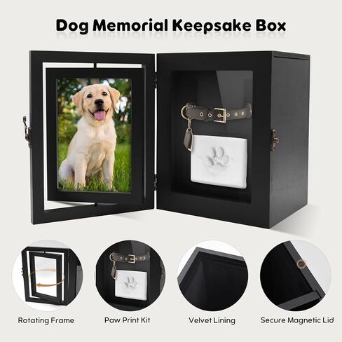 Dog Memorial Gifts for Loss of Dog, Paw Print Kit with Dual Rotating Dog Memorial Picture Frame, Pet Urns for Loss of Dog Sympathy in Saudi Arabia