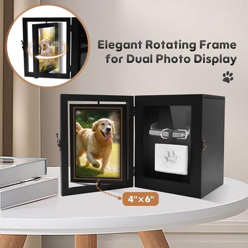 Dog Memorial Gifts for Loss of Dog, Paw Print Kit with Dual Rotating Dog Memorial Picture Frame, Pet Urns for Loss of Dog Sympathy in Saudi Arabia
