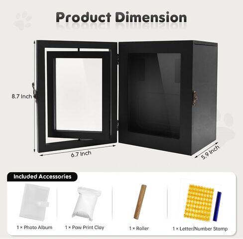 Dog Memorial Gifts for Loss of Dog, Paw Print Kit with Dual Rotating Dog Memorial Picture Frame, Pet Urns for Loss of Dog Sympathy in Saudi Arabia