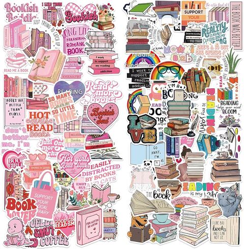 Book Stickers for Kindle and Case, Bookish & Pink Bookish Decals, Adult Spicy BookTok, Waterproof Bookish Vinyl Stickers for Laptop, Water Bottle, for Book Lovers (100PCS) in Saudi Arabia