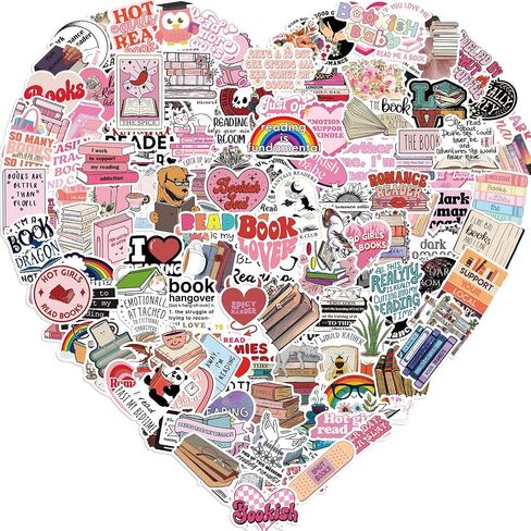 Book Stickers for Kindle and Case, Bookish & Pink Bookish Decals, Adult Spicy BookTok, Waterproof Bookish Vinyl Stickers for Laptop, Water Bottle, for Book Lovers (100PCS) in Saudi Arabia