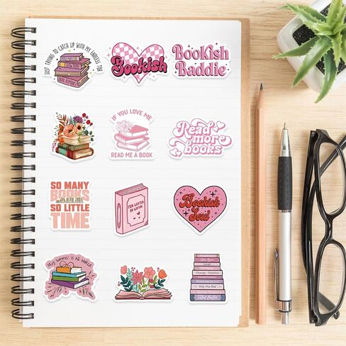 Book Stickers for Kindle and Case, Bookish & Pink Bookish Decals, Adult Spicy BookTok, Waterproof Bookish Vinyl Stickers for Laptop, Water Bottle, for Book Lovers (100PCS) in Saudi Arabia