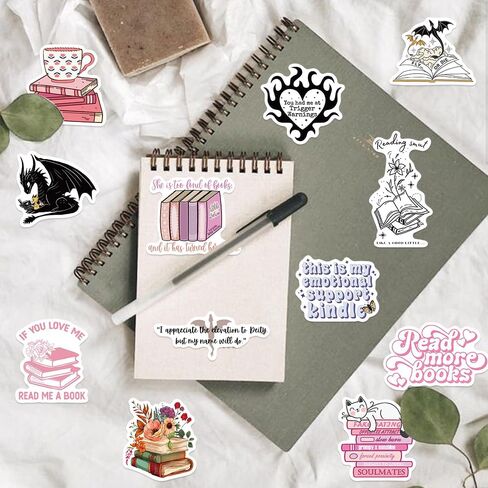 Book Stickers for Kindle and Case, Bookish & Pink Bookish Decals, Adult Spicy BookTok, Waterproof Bookish Vinyl Stickers for Laptop, Water Bottle, for Book Lovers (100PCS) in Saudi Arabia