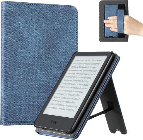 حافظة CoBak مع حامل لجهاز Kindle مقاس 6 بوصات (2024 و2022، الجيل الحادي عشر) - غطاء ذكي من جلد البولي يوريثان مع حزام لليد والنوم التلقائي، حافظة حماية ممتازة لجهاز Kindle Basic in Saudi Arabia