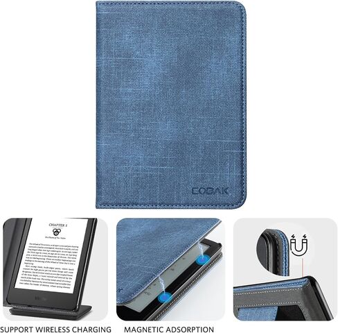 حافظة CoBak مع حامل لجهاز Kindle مقاس 6 بوصات (2024 و2022، الجيل الحادي عشر) - غطاء ذكي من جلد البولي يوريثان مع حزام لليد والنوم التلقائي، حافظة حماية ممتازة لجهاز Kindle Basic in Saudi Arabia
