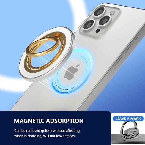 حامل حلقة هاتف مغناطيسي لمقبس MagSafe pop، 【مغناطيسي على الوجهين】 مقبض هاتف مغناطيسي يدور 360 درجة لهواتف iPhone 16/15/14/13/12 Series/Samsung/Google، مقبس Pop لهاتف iPhone (أسود) in Saudi Arabia