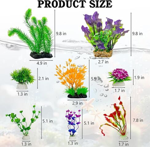 Hamiledyi Aquarium Plants Fish Tank Decoration Plants Plastic Fish Tank Accessories Colorful Artificial Fish Tank Decor Plants Aquarium Decorations,Small to Large and Tall in Saudi Arabia