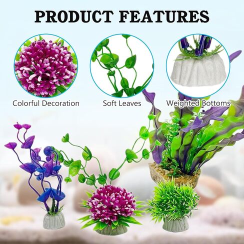 Hamiledyi Aquarium Plants Fish Tank Decoration Plants Plastic Fish Tank Accessories Colorful Artificial Fish Tank Decor Plants Aquarium Decorations,Small to Large and Tall in Saudi Arabia