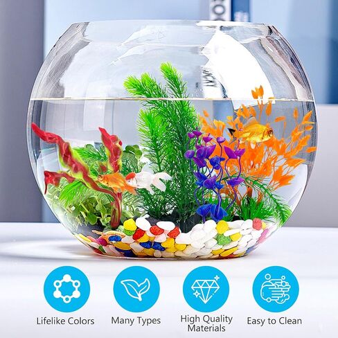 Hamiledyi Aquarium Plants Fish Tank Decoration Plants Plastic Fish Tank Accessories Colorful Artificial Fish Tank Decor Plants Aquarium Decorations,Small to Large and Tall in Saudi Arabia