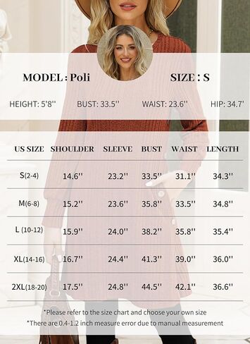 Long Sleeve Tunic Dress for Women Crew Neck Casual Dresses with Pockets Button Side Fall Winter Outfits S-2XL in Kuwait