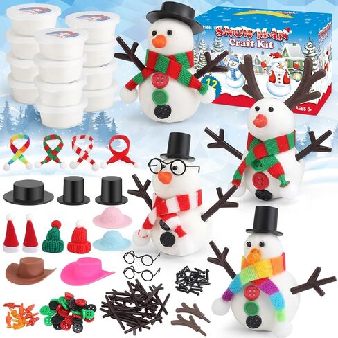 6 Pack Build a Snowman Kit Snowman Crafts for Kids, Modeling Clay kit Snowman Making Kit, Christmas Stocking Stuffers for Kids and Adults, Xmas Crafts Christmas Ornament in Kuwait