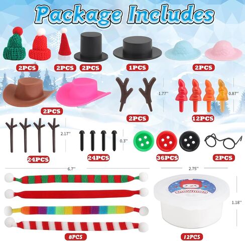 6 Pack Build a Snowman Kit Snowman Crafts for Kids, Modeling Clay kit Snowman Making Kit, Christmas Stocking Stuffers for Kids and Adults, Xmas Crafts Christmas Ornament in Kuwait