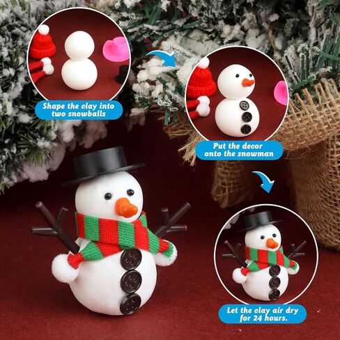6 Pack Build a Snowman Kit Snowman Crafts for Kids, Modeling Clay kit Snowman Making Kit, Christmas Stocking Stuffers for Kids and Adults, Xmas Crafts Christmas Ornament in Kuwait