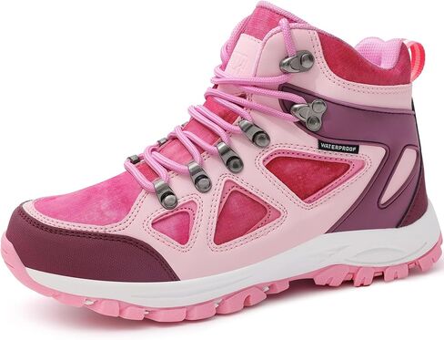 R CORD Kids Hiking Boots Waterproof Hiking Boots Girls Anti Collision Anti-Skid Athletic Outdoor Ankle Adventure Trekking Boots Green 2 Little kid in Saudi Arabia