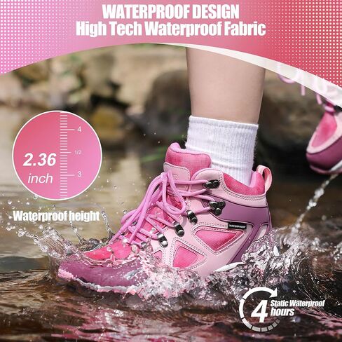 R CORD Kids Hiking Boots Waterproof Hiking Boots Girls Anti Collision Anti-Skid Athletic Outdoor Ankle Adventure Trekking Boots Green 2 Little kid in Saudi Arabia