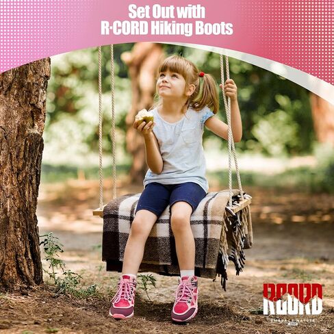 R CORD Kids Hiking Boots Waterproof Hiking Boots Girls Anti Collision Anti-Skid Athletic Outdoor Ankle Adventure Trekking Boots Green 2 Little kid in Saudi Arabia