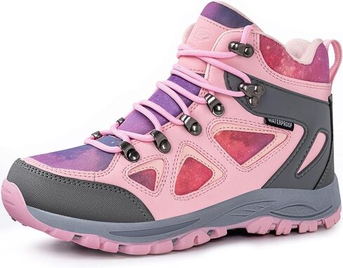 R CORD Kids Hiking Boots Waterproof Hiking Boots Girls Anti Collision Anti-Skid Athletic Outdoor Ankle Adventure Trekking Boots Green 2 Little kid in Saudi Arabia