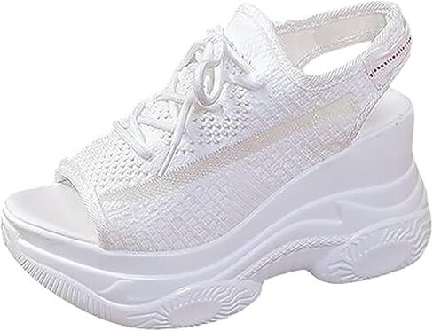 DESESE XHOGNLS Women's Hollow Out Platform Wedge Sandals Non-Slip Breathable Lace-Up Fish Mouth Sneakers Casual Summer Hollow_Out Open Toe Sport Shoes in Saudi Arabia