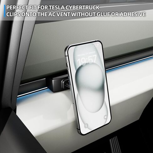 حامل هاتف لـ Tesla Cybertruck - متوافق مع MagSafe iPhone وحافظات الهواتف الأخرى، حامل هاتف مغناطيسي لـ Cybertruck، لا يتطلب غراء، ملحق لـ Cybertrcuk 2024+ (النوع المغناطيسي) in Saudi Arabia